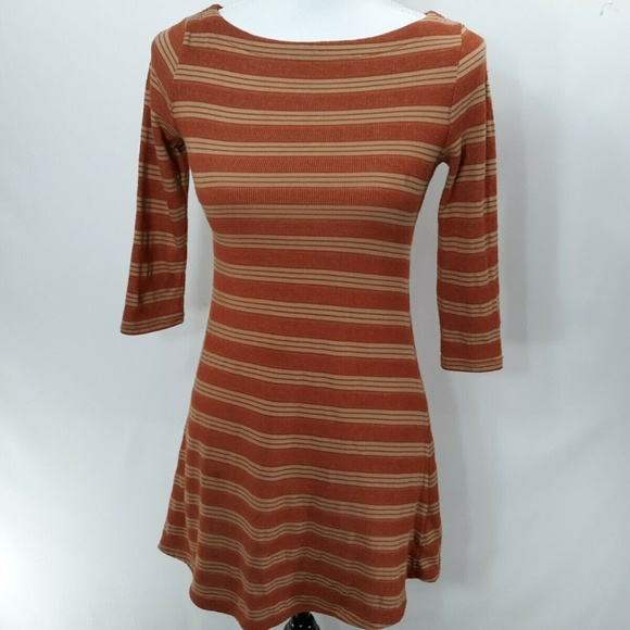 BDG Dresses & Skirts - BDG striped orange and beige bodycon mini dress XS